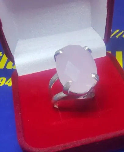 Anel Pedra Rosa Prata 950 Peso 6.40 Gramas 20 x 14 mm                                     