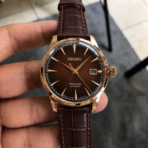 Relógio Seiko presage cocktail marrom automático com caixa completa