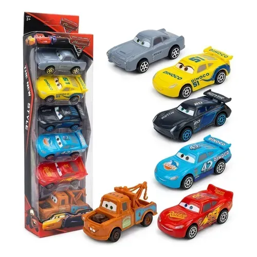 Kit Carros 6pç Relampago Mcqueen Carrinhos Fricção Filme 8cm