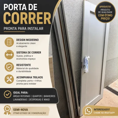 ? Porta de Correr em MDF 90x210 - Ótimo Estado