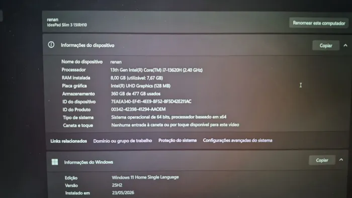 Notebook lenovo