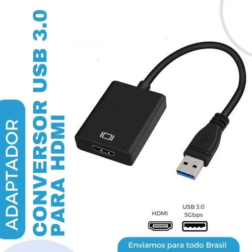 Adaptador USB 3.0 para HDMI Conversor Vídeo Full HD 1080p Espelhamento de Tela