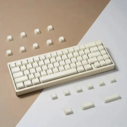 Keycaps PBT Tema Mármore Branco - Cherry Profile (114-154 teclas)