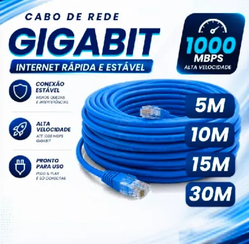 Cabo de Rede CAT6 5 Metros Ethernet Lan Giga 10/1000