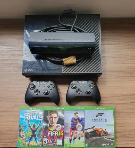 Xbox One Fat 500GB + Kinect + 2 Controles + 4 Jogos (Kit Completo)