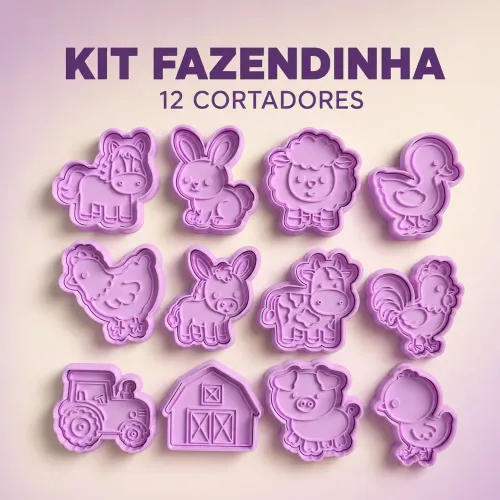 KIT FAZENDINHA COM 12 CORTADORES - CORTE E CARIMBO