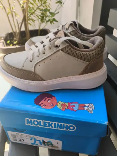 Tênis Casual Infantil Molekinho Napa Monaco Conforto Branco Off/Areia Original n° 27