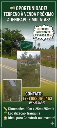 Vendo terreno próximo a ilha das flores medido 10 m2 por 25m2