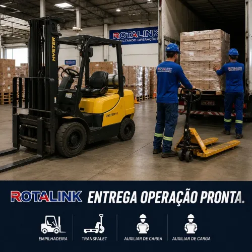 Empilhadeira + transpallet + auxiliar de carga