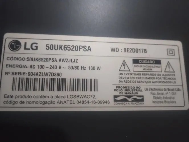 Tv LG 50UK6520psa - com tela quebrada