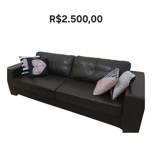 Sofá preto em couro Lider