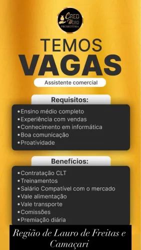Atendente comercial Camaçari