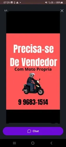 Precisa de vendedor externo, com moto propia