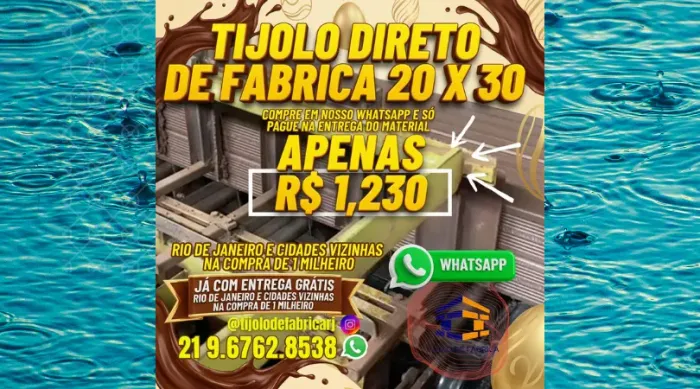 tijolo 10 furos 20x30 menor preço da região 