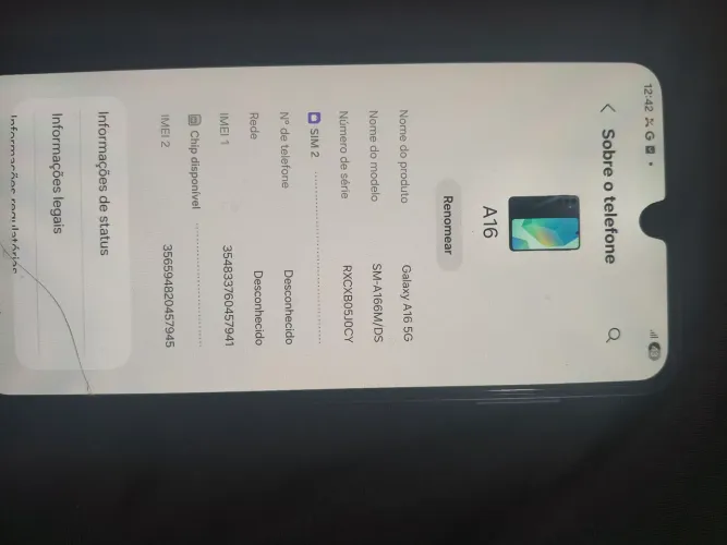 Estou vendendo esse celular a16 Samsung com 8 meses de uso