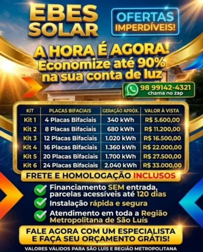 ENERGIA SOLAR, MENOR PREÇO DO MARANHÃO 