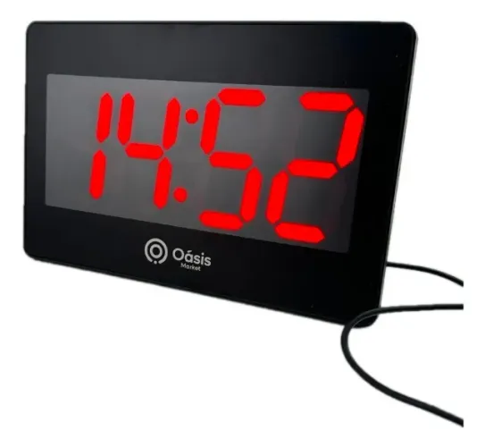 Relógio Parede Mesa Digital Calendário Termômetro Alarme Oasis preto