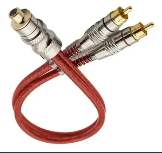2 Cabos Y Rca Svart 2 Macho 1 Fêmea Vermelho Blindado 5mm