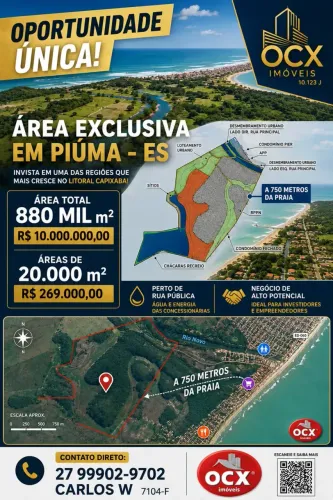 Imóvel para venda possui 880000 metros quadrados em Jardim Maily - Piúma - ES