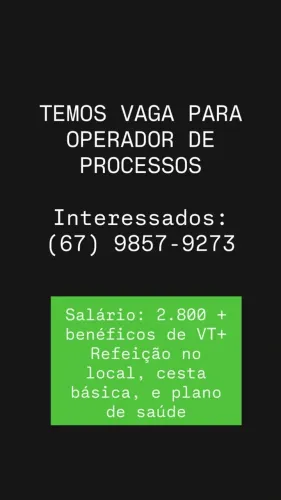 vaga operador de processos,