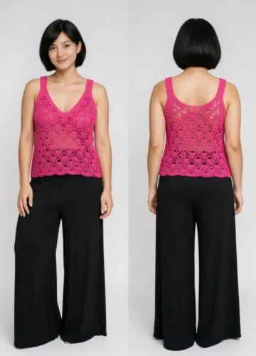 Cropped croche regata Pink 