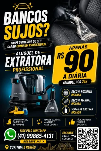 Aluguel de Máquina Extratora WAP para Limpeza de Estofados - Curitiba | R$ 90/Diária