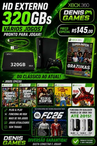 Hd externo 320 seu xbox 360 com jogos