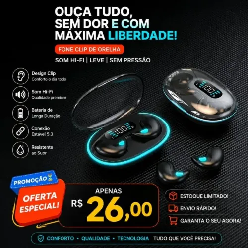 Fones De Ouvido TWS Sleep Fone Sem Fio Bluetooth Display Led Hifi Estéreo
