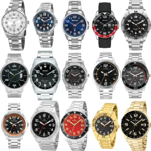 Relógios Seculus, Orient, Technos e Champion, novos. Originais. Valor: 250,00 reais cada.