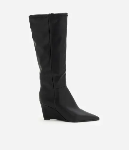 Bota cano alto satinato