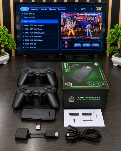 Video Game Stick Lite 4K com 10.000 Jogos e 2 Controles Sem Fio