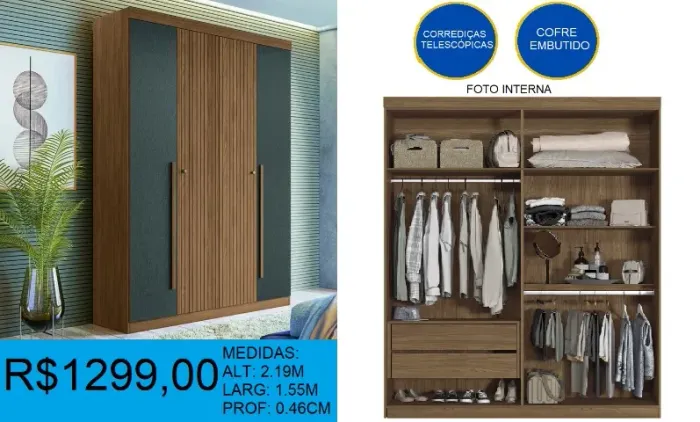 Roupeiro com cofre embutido - entrega gratuita!