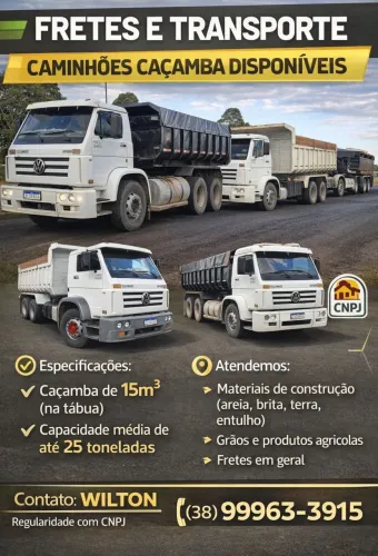 Caminhões disponíveis para frete , obras de asfalto, etc 