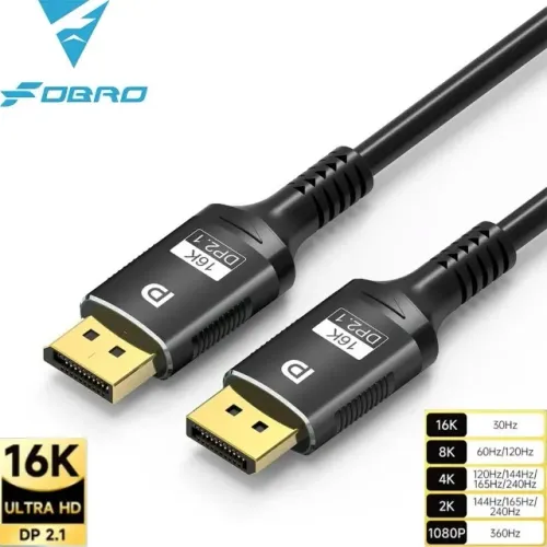 Cabo Displayport 2.1 OBRO 2 metros 8K 120Hz 4K 240Hz 80Gbps HDR