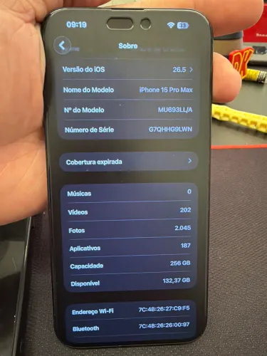 iPhone 15 pro max 256 azul titânio