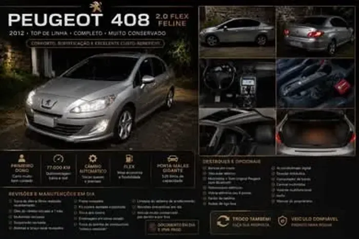 Peugeot 408 Sedan Feline 2.0 Flex 16V 4P Aut. 2012