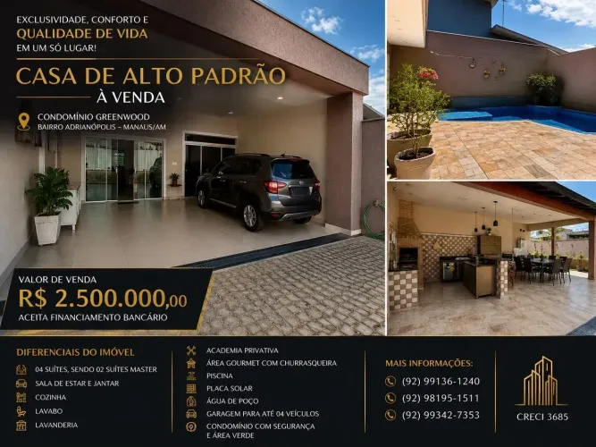 Imóvel para venda possui 350 metros quadrados com 4 quartos em Aleixo - Manaus - AM