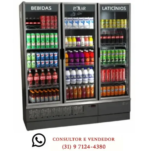 Refrigerador de Bebidas 3 Portas com Iluminação Polar