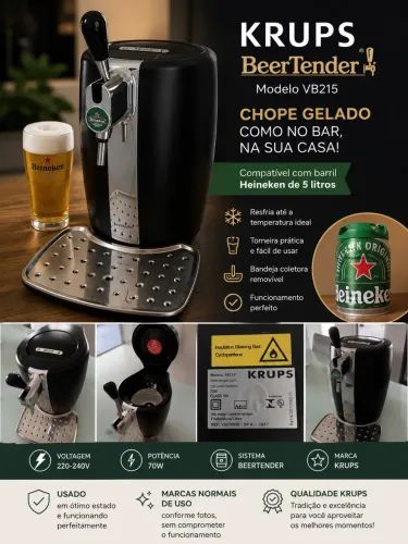Chopeira Krups BeerTender Heineken VB215 5L 220V - Funcionando Perfeitamente