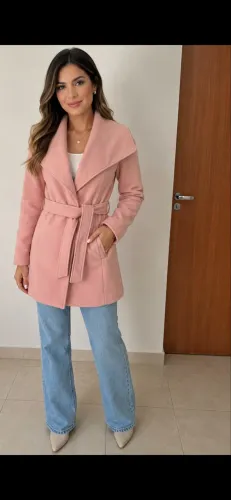 Casaco Lã Batida Alongado Novo rosa