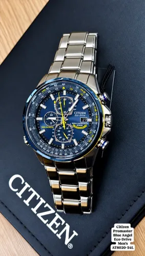Relógio Citizen Eco-Drive World Chronograph Blue Angel - AT8020-54L - Novo e Sem Uso