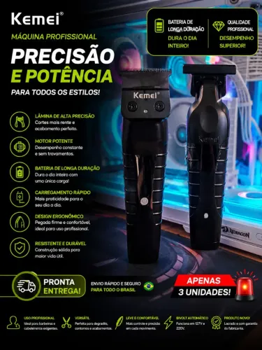 Máquina de cabelo e barba kemei