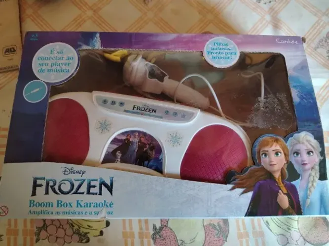 Boom Box Karaoke Microfone Musical Infantil Disney Princesa Frozen