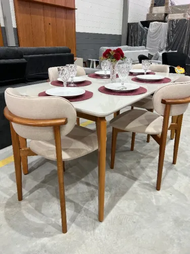 Mesa de Jantar 1,80 com 4 Cadeiras Encosto Curvo DIRETO DA FABRICA 