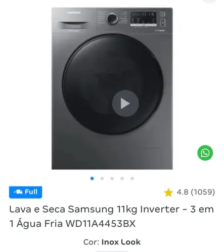 Lava e Seca Samsung 11kg - 2 meses de uso