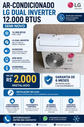 AR-CONDICIONADO LG DUAL INVERTER 12.000 BTUs - SEMINOVO