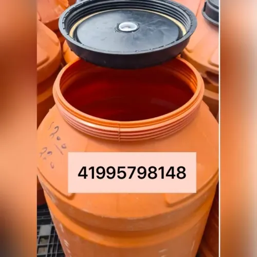 Tambor laranja 250l, bombona lavada, tampa de rosca grande