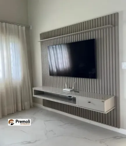 Painel Ripado Detroit A 220 X L 230 Tv 75 Cor Off White Glanduia Tebarrot
