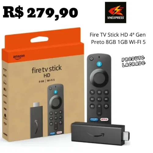 Fire TV Stick HD 4º Geração Wifi 5 8gb Amazon novo, lacrado com nota fiscal