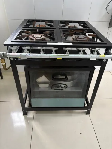 Fogao Industrial 4 Bocas 30x30 Economy BP Cristalaco + [Componente] Forno Avulso 55L Econo
